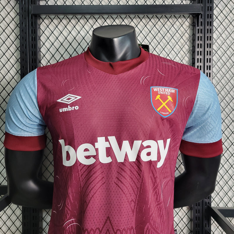 Camisa West Ham Home 23/24 - Umbro Jogador Masculino